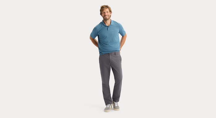 View of model wearing Bluestone Go Polo, Regular Fit.