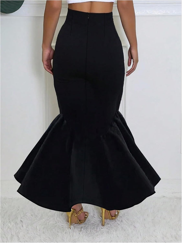 GORGLITTER Women's Ruffle Maxi Pencil Skirts High Waisted Long Skirt