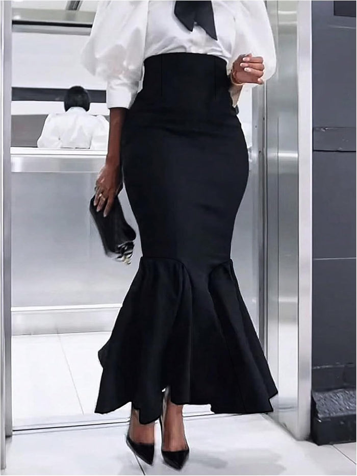 GORGLITTER Women's Ruffle Maxi Pencil Skirts High Waisted Long Skirt