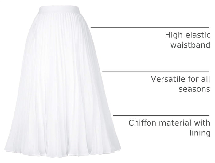 GRACE KARIN Pleated Midi Skirt for Women Chiffon A-Line Outfits