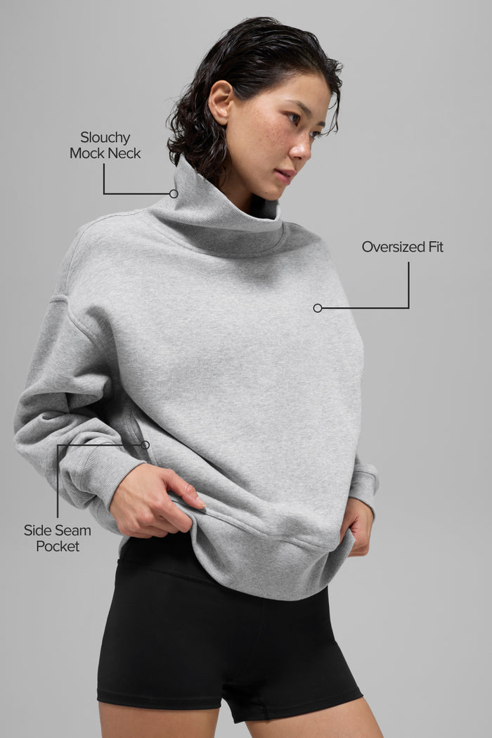 Hazy Mock Neck Pullover - Athletic Heather Grey