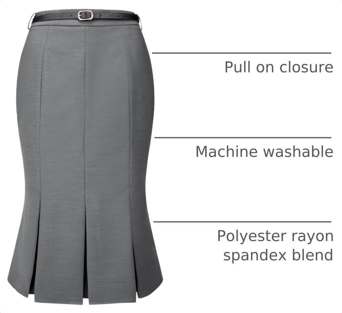 Hobemty Women's Elegant Formal Skirt with Belt Knee Length Fishtail Pencil Skirt