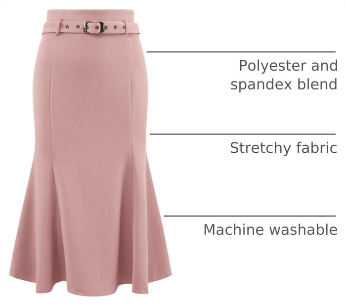 Hobemty Women's Fishtail Skirt High Waist Belted Work Midi Mermaid Skirts