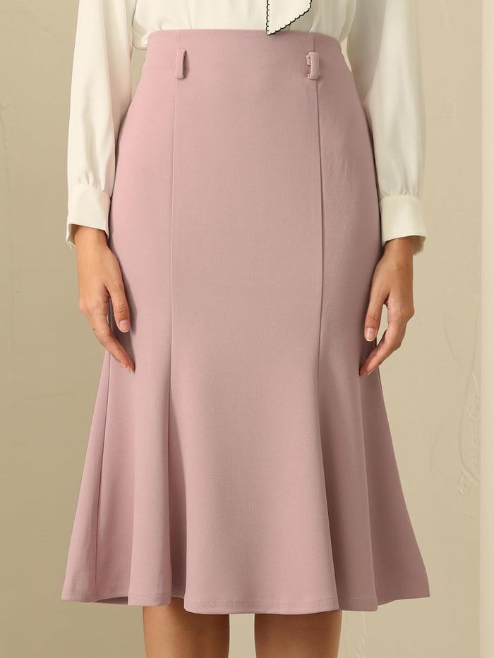 Hobemty Women's Fishtail Skirt High Waist Belted Work Midi Mermaid Skirts