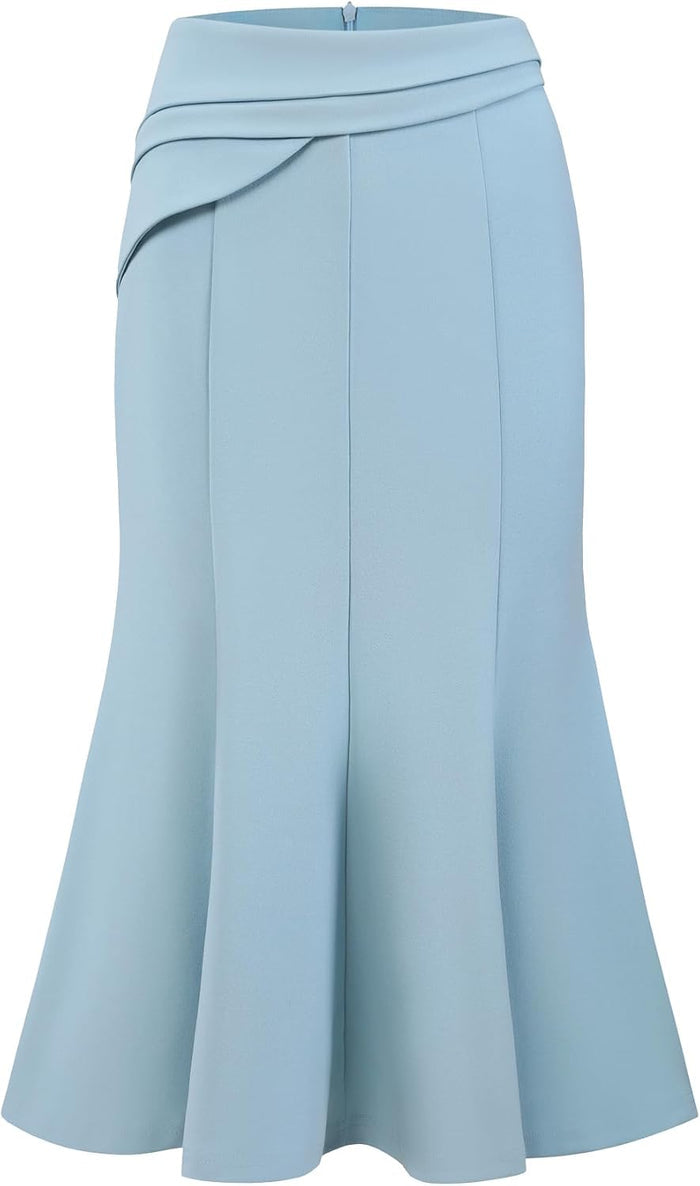 Hobemty Women's Midi Mermaid Skirt Work High Elastic Waisted Fishtails Skirts