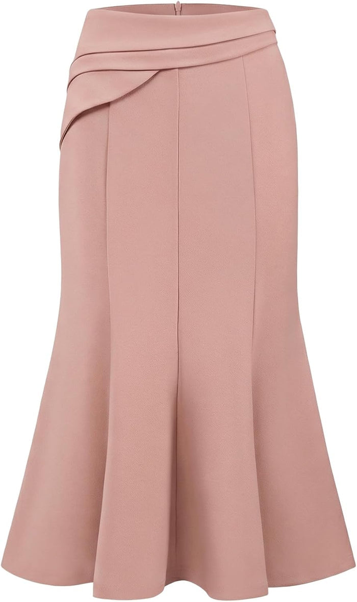 Hobemty Women's Midi Mermaid Skirt Work High Elastic Waisted Fishtails Skirts