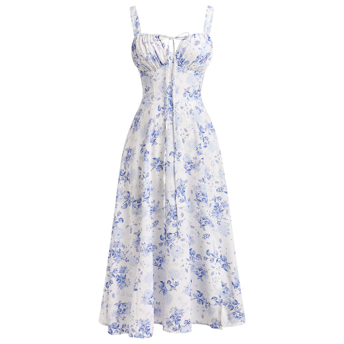 White & Blue Floral / X-Small