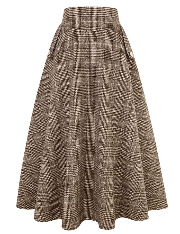 Plaid Grid Coffee / X-Small