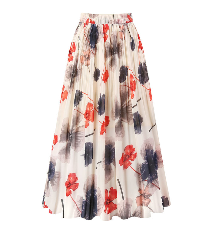 Kingfancy Women's Pleated Skirt A-Line Midi Skirts