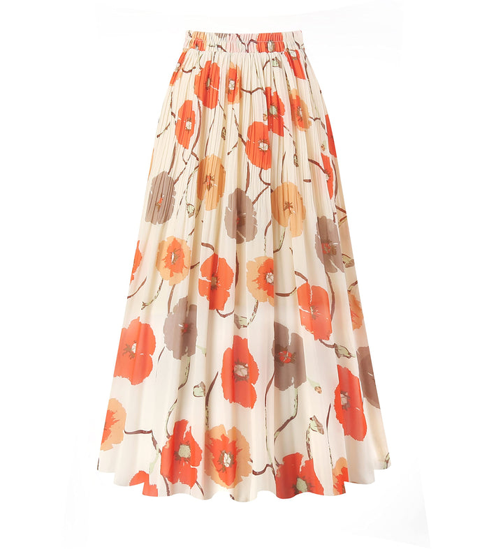 Kingfancy Women's Pleated Skirt A-Line Midi Skirts