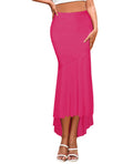 Lrady Women's High Waist Bodycon Fishtail High Low Hem Party Club Maxi Long Skirts