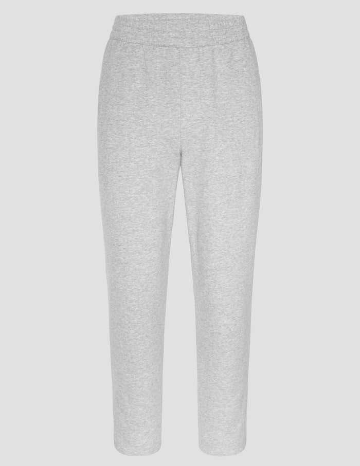LuxeFleece Men's Straight Leg Pant in light gray marled fleece with an elastic waistband and a relaxed, straight-leg fit.