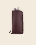 MAKALU - Bordeaux leather glasses case & burgundy leather braiding