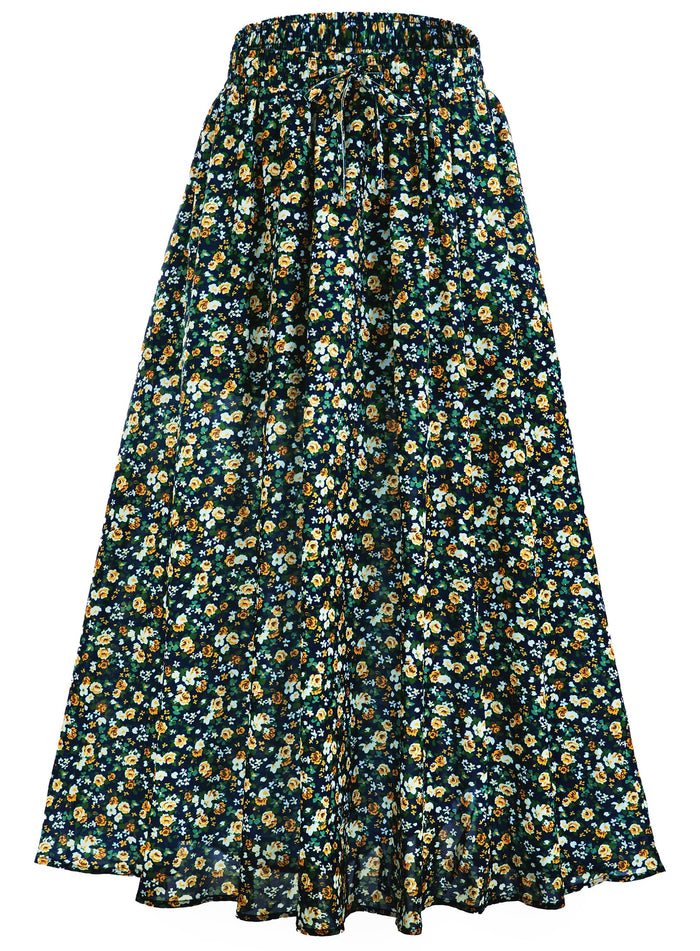 Black Yellow White Floral / One Size