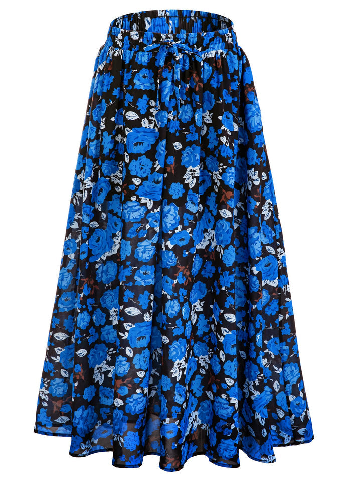 Maxi Skirt for Women Floral Boho A-line Long Summer Skirts
