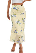 MEROKEETY Floral Mesh Midi Skirts for Women Summer Dressy Casual Boho Skirt