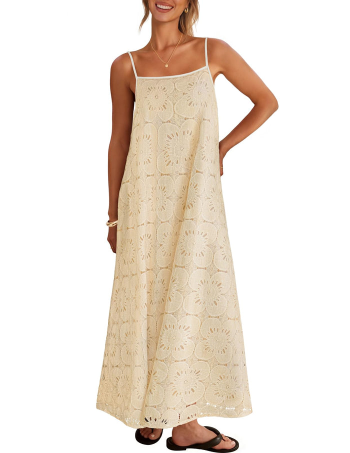 MEROKEETY Women's Summer Maxi Dress Boho Spaghetti Straps Sundress