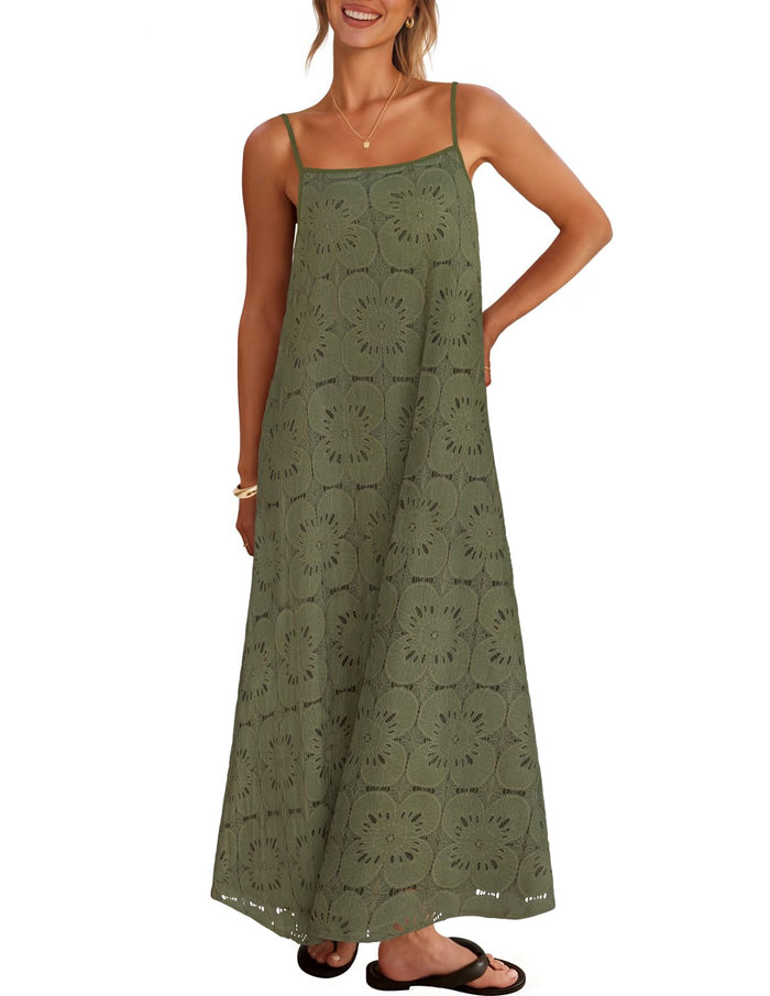 MEROKEETY Women's Summer Maxi Dress Boho Spaghetti Straps Sundress