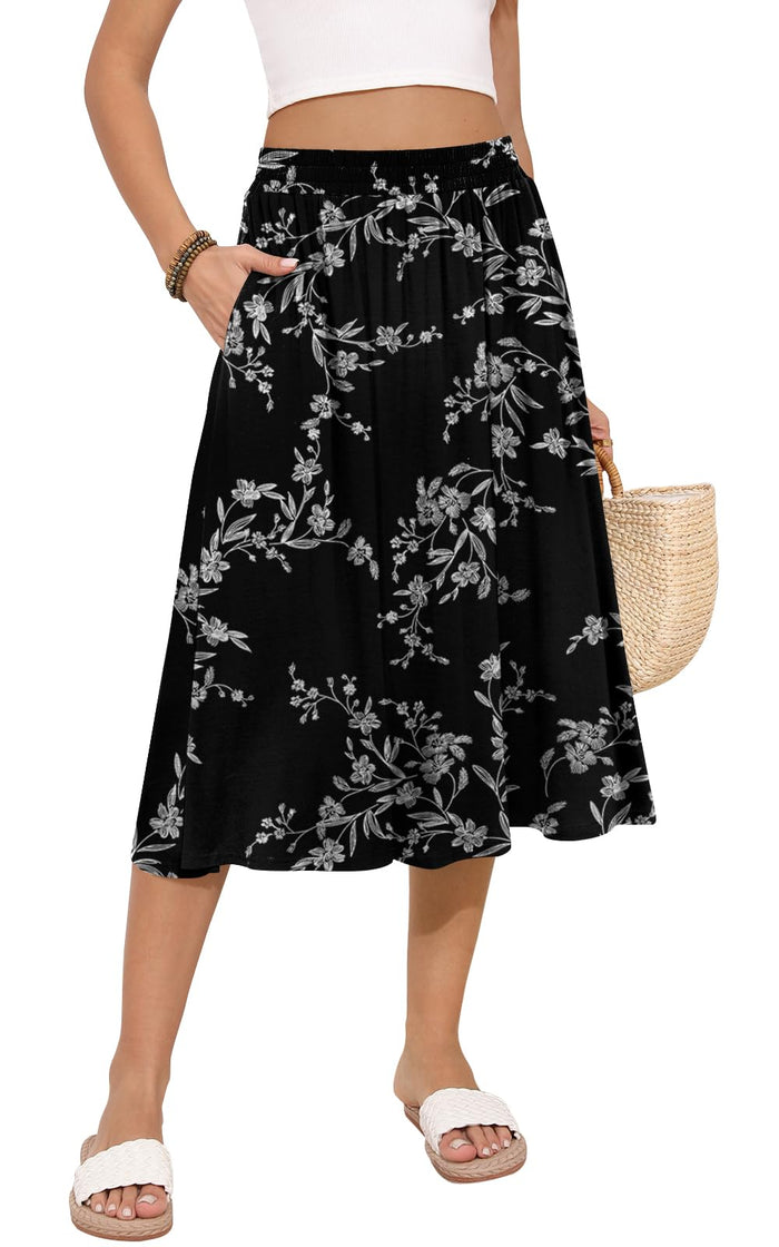 White Floral Black / Small
