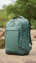 Modern travel backpack in seafoam green