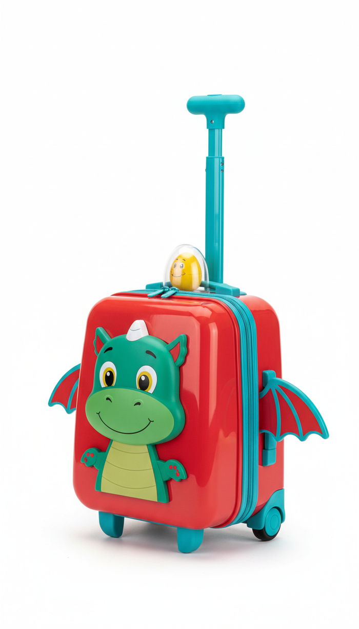Multi-colored kids' rolling luggage