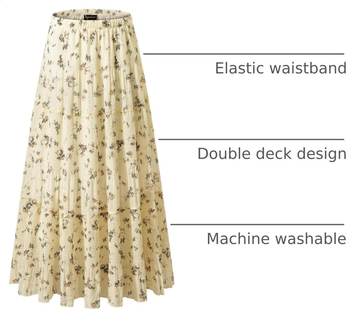 NASHALYLY Women's Chiffon Elastic High Waist Pleated A-Line Maxi Skirts