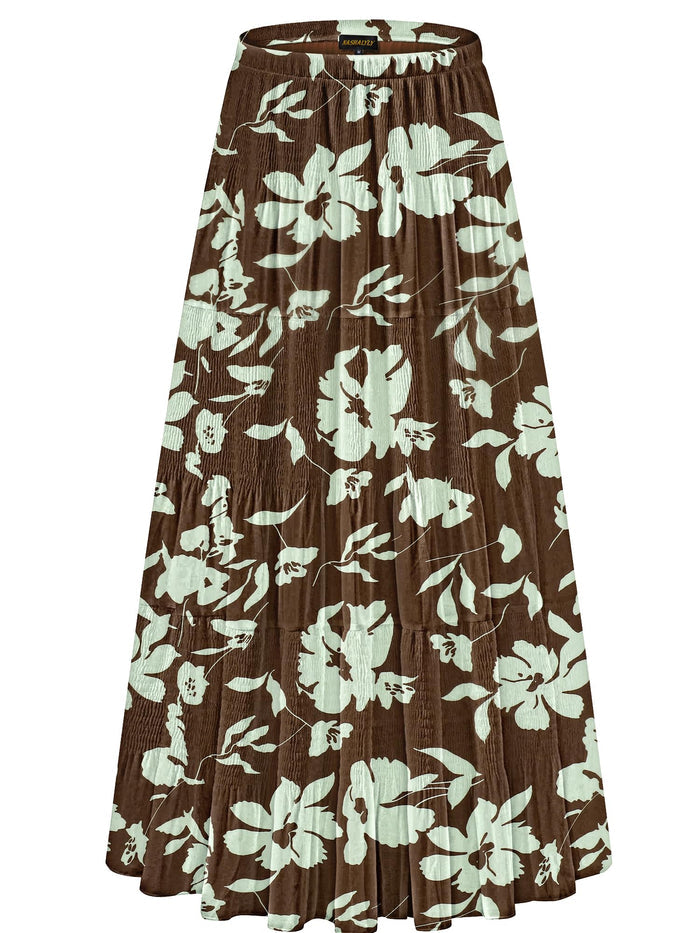 Brown White Floral-444 / Small