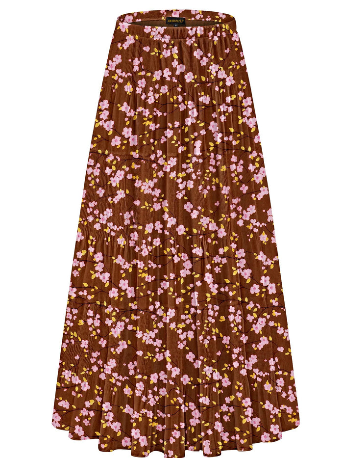 Brown Pink Yellow Floral-436 / Small