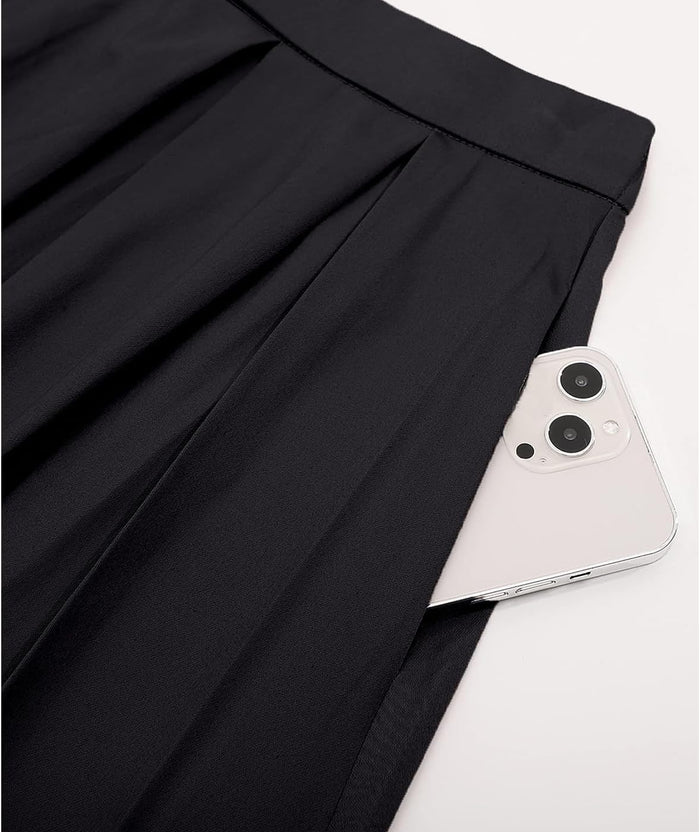OBBUE Vintage Pleated Skirt A-line Midi Skirts