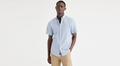 Front view of model wearing End On End Delft Essential Button-Up Shirt, Classic Fit.