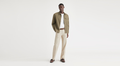 Front view of model wearing Sahara Khaki Essential Chinos, Classic Fit.