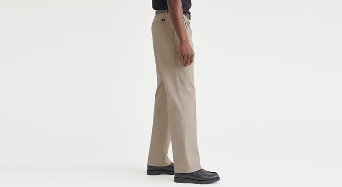 View of model wearing Timber Wolf Essential Chinos, Pleated, Classic Fit.