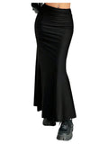 OYOANGLE Women's Low Waisted Ruched Fishtail Skirts Y2K Bodycon Maxi Going Out Skirt