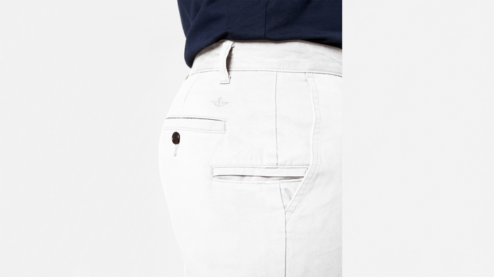 View of model wearing White Cap Perfect 10.5" Shorts.