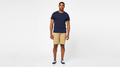 View of model wearing New British Khaki Perfect 8" Shorts.