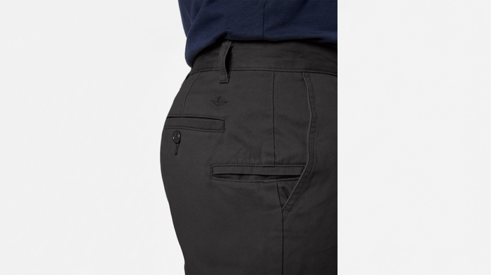 View of model wearing Black Perfect 8" Shorts.