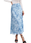 Pink Queen Women's A Line Mesh Floral Midi Skirts Y2k Gothic Outfits