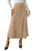 PRETTYGARDEN Womens High Waist Faux Suede A Line Midi Skirt