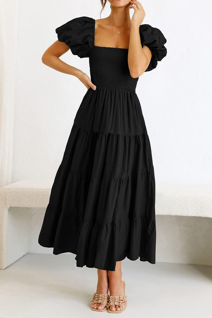 PRETTYGARDEN Women's Smocked Midi Wedding Guest Dress