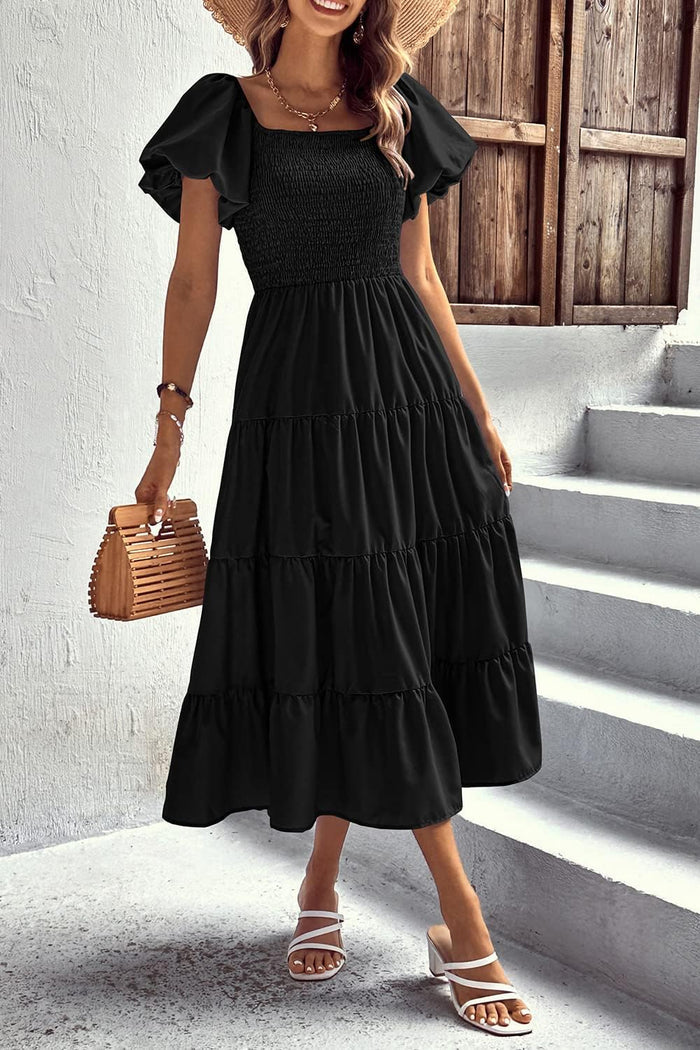PRETTYGARDEN Women's Smocked Midi Wedding Guest Dress