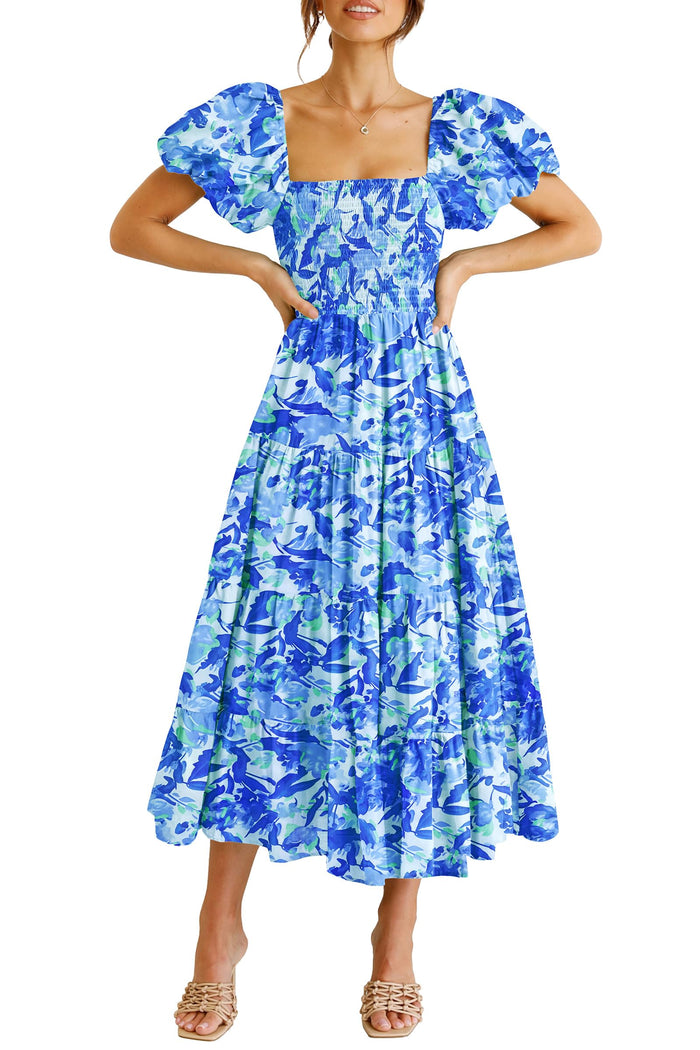 PRETTYGARDEN Women's Smocked Midi Wedding Guest Dress