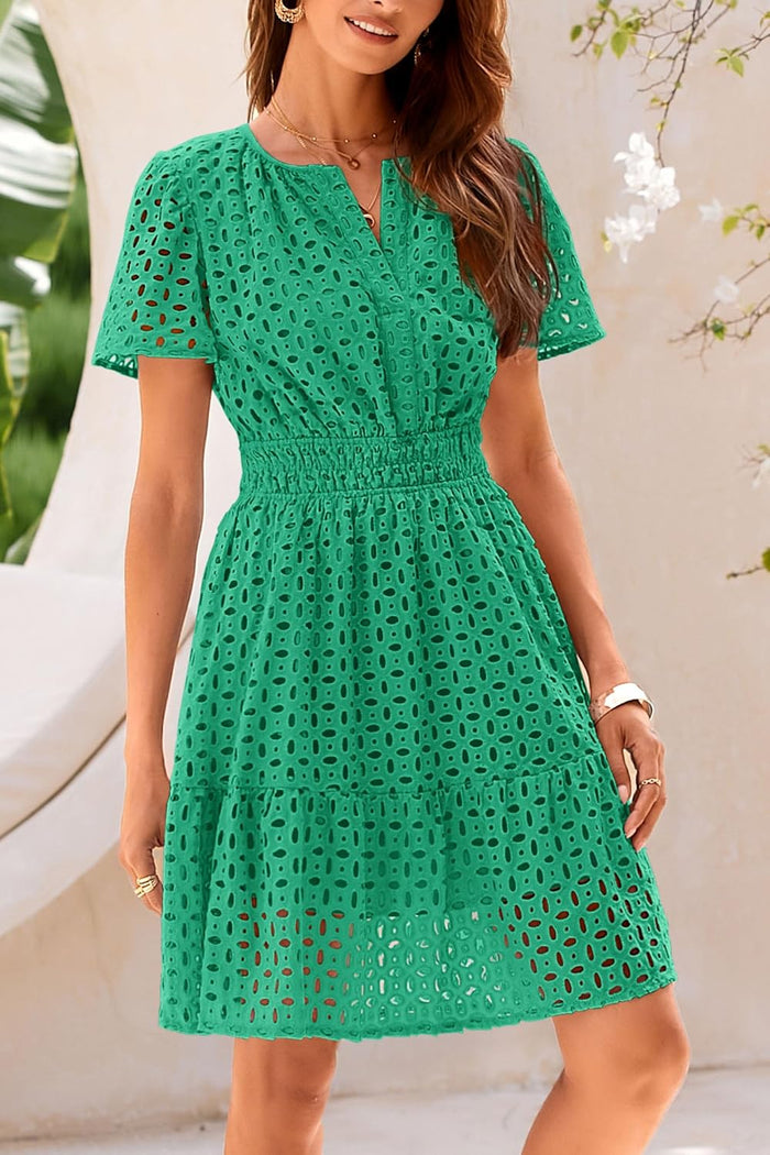 PRETTYGARDEN Women's Summer Eyelet Lace Short Dresses