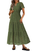 PRETTYGARDEN Women's Summer Hollow Out Eyelet Maxi Dress