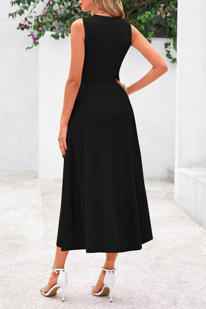 PRETTYGARDEN Women's Summer Pleated Midi Work Dress