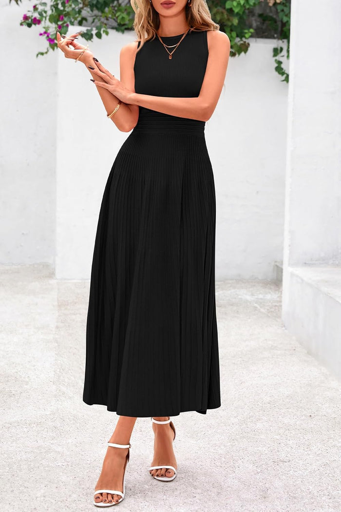 PRETTYGARDEN Women's Summer Pleated Midi Work Dress