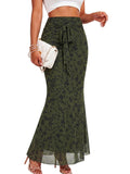 Rooscier Women's Mesh High Waisted Maxi Skirt