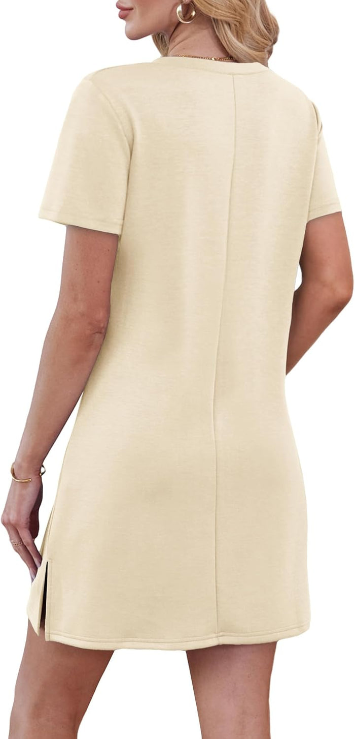 RUMIA Summer Dresses for Women 2026 V-Neck Casual Sundresses T-Shirt Dress
