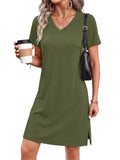 RUMIA Summer Dresses for Women 2026 V-Neck Casual Sundresses T-Shirt Dress