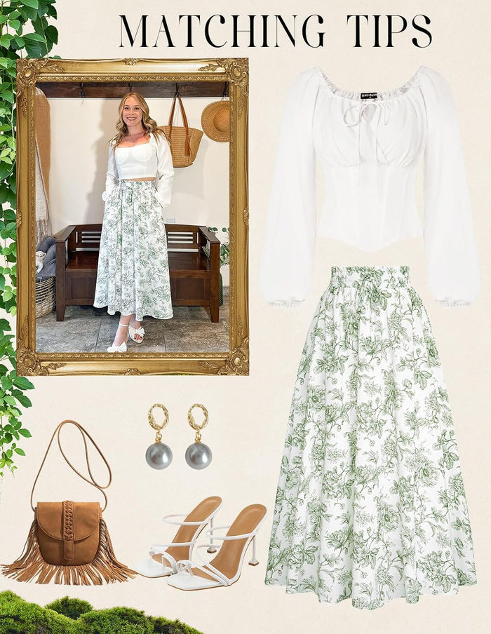 Scarlet Darkness Floral Maxi Skirts for Women Summer Victorian Long Skirt