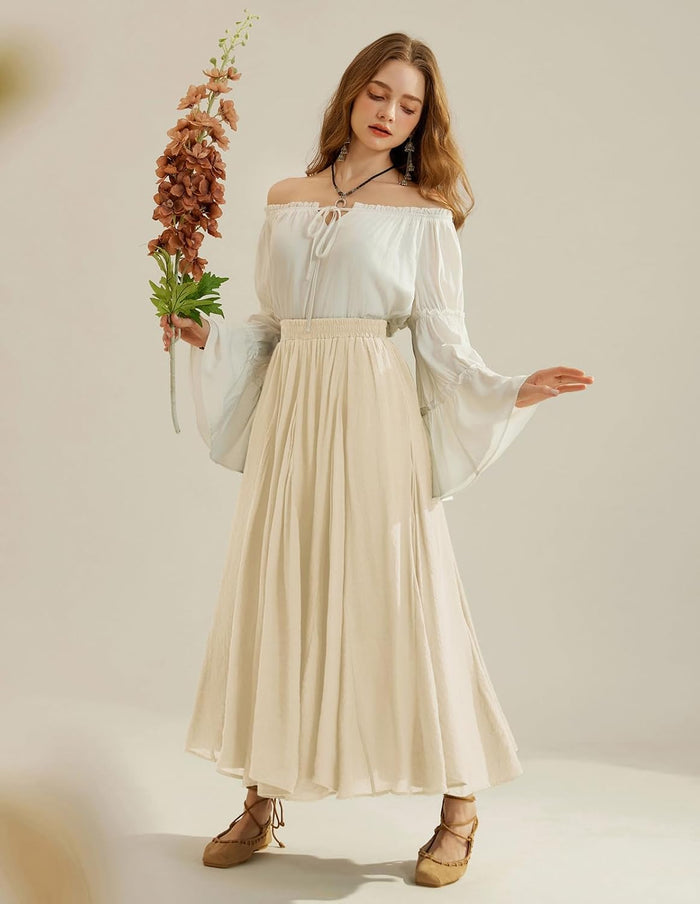 Scarlet Darkness Maxi Skirts for Women Long Flowy Boho Renaissance Skirt